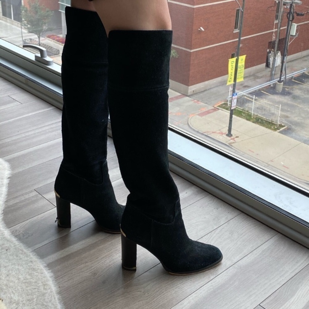 Michael Kors Regina Knee High Black Tall Heeled Boots 8.5